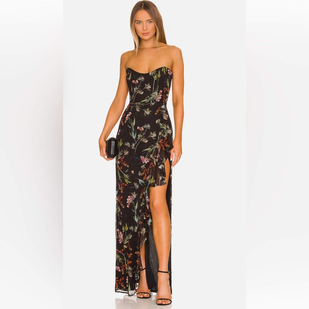 Katie May Baby Cakes Gown Black Floral Women's Size Small